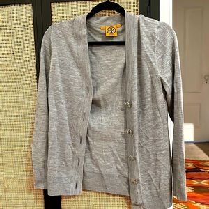 Size S Tory Burch wool cardigan. Light grey and in great condition!